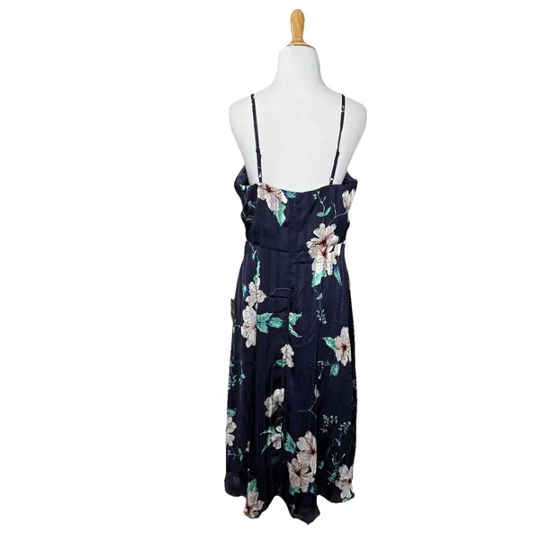 Lulus All About Love Navy Blue White Floral Print Textured Midi Dress Size XL - Image 5
