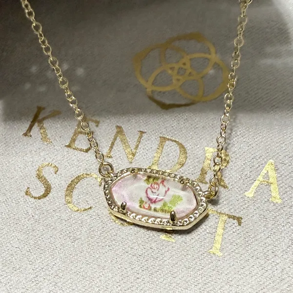 NEW Loveshackfancy X Kendra Scott Elisa Pink Bloom Floral Bow Necklace Heirloom - Image 9
