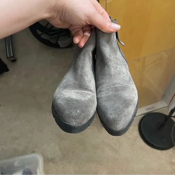 Costa Diva Gray Suede Ankle Zipper Booties Size 8 - Image 2