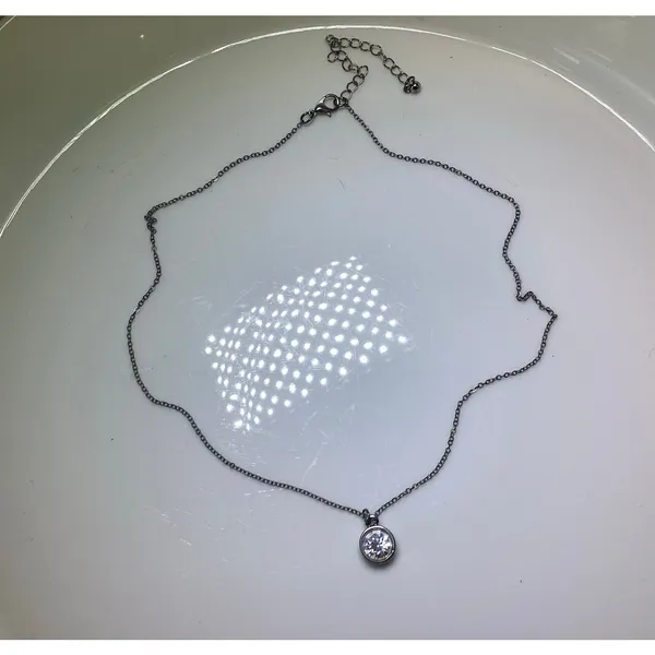 Crystal Solitaire Pendant Necklace Silver - Image 2