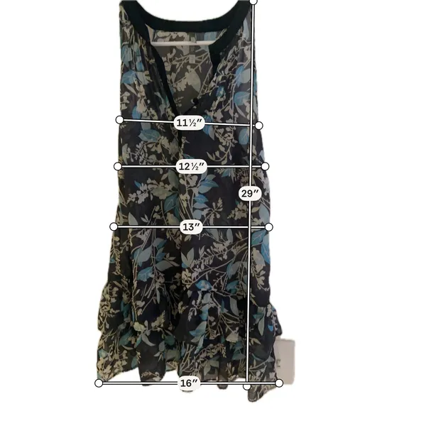 Charlotte Russe Floral Mini Dress XS Navy Blue Sleeveless Ruffle Hem Chiffon - Image 3