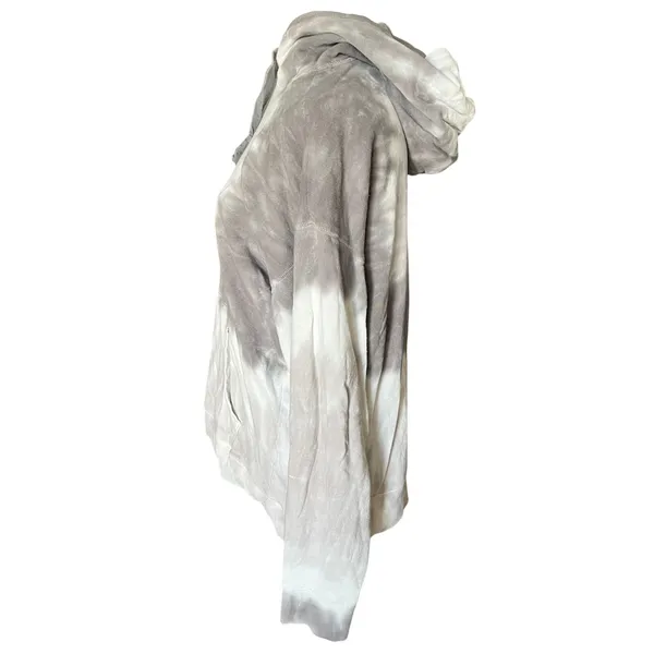 Old Navy Womens‎ Grey White Tie Dye Spiral Hoodie Sweatshirt Size M - Image 3