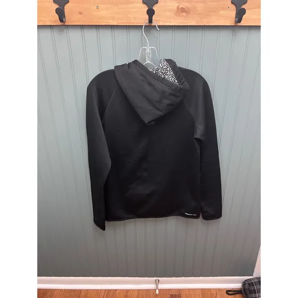 Nike Therma Fit‎ Hoodie Womens Small Black Neon Yellow Swoosh Athletic Cozy - Image 3
