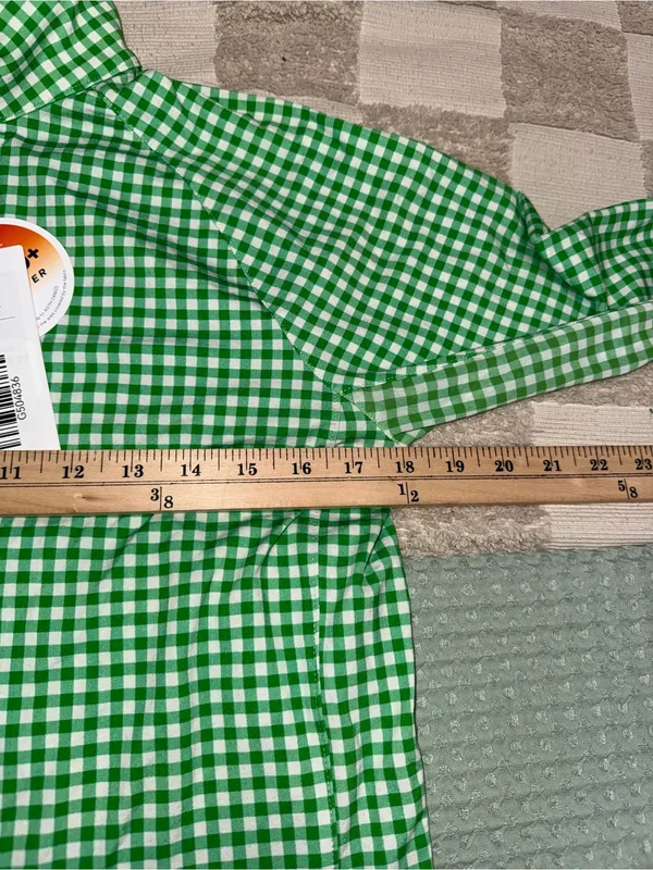 NWT Walter‎ Hagen P11 UV Protection Green Gingham Quarter-Zip Pullover size M - Image 3