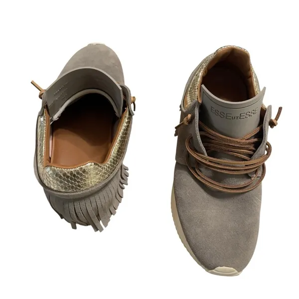 ESSEUTESSE Fringe Silver Leather Sneakers Shoes Made in Italy Womens 36 6 US - Image 12
