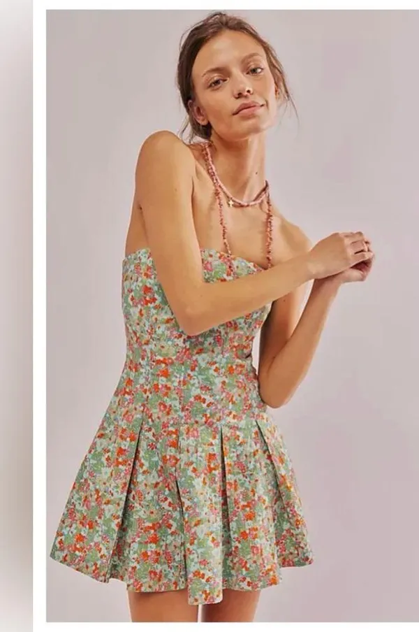 NWOT FREE PEOPLE Made Me Smile Printed Mini dress Made Me Smile Printed Mini - Image 4