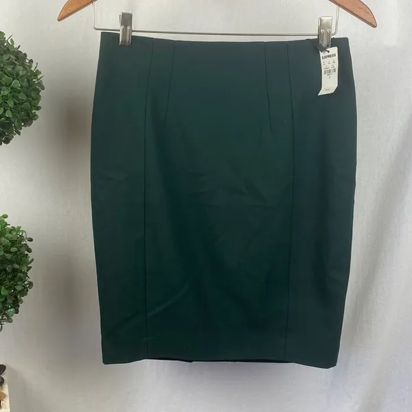 Express Hunter Green Knee Length Pencil Skirt NEW 0 - Image 2