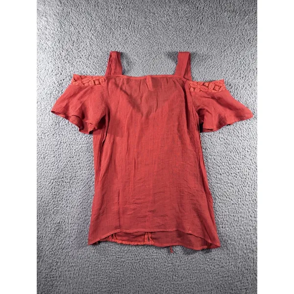 Women Large Cold Shoulder Top Cottagecore Peasant Romantic Coastal‎ Nautical Y2K - Image 2