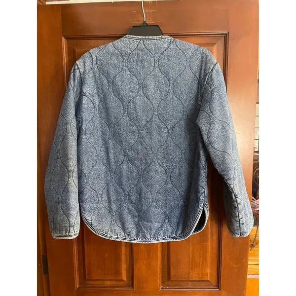 MNG QUILTED DENIM JACKET XS Blue - Image 4