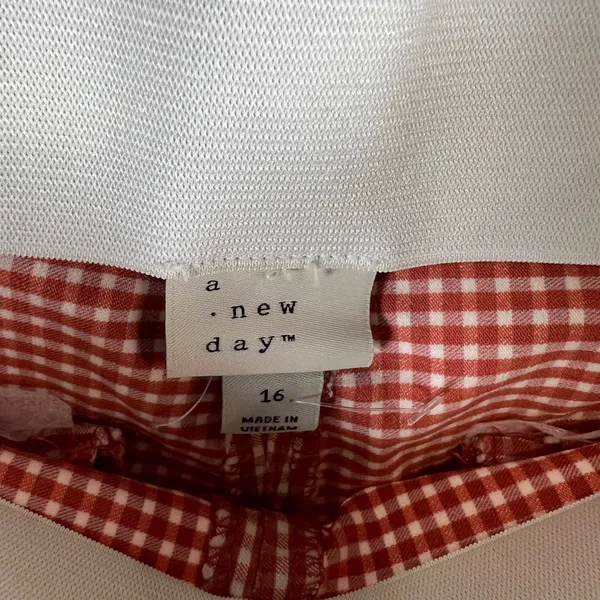 A New Day Womens‎ Gingham Ankle Pants Terracotta Orange White Side Zip Cuffed 16 - Image 5