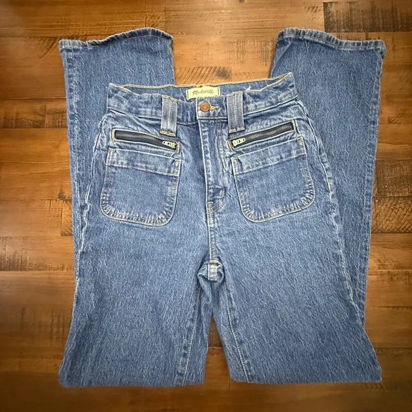 Madewell Womens The‎ Perfect Vintage Flare Jeans Pockets Blue Denim Size 24 - Image 2