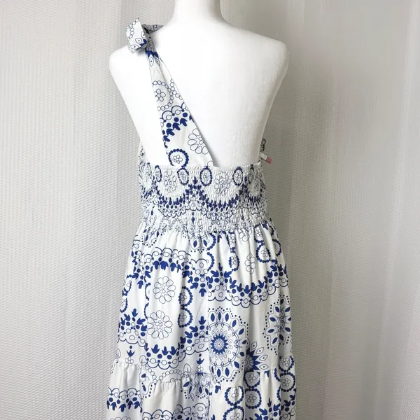Hapsha Curve Maxi Dress Women 2XL Blue One Shoulder Smocked Tiered Boho Beachy - Image 3