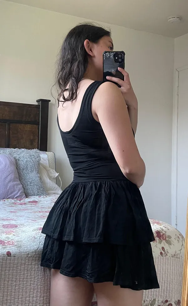 Vintage Black Ruffled Dress - Image 2
