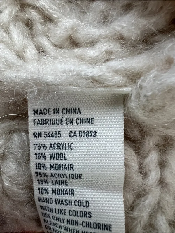 American Eagle Wool Mohair Open Front Chunky Knit Shawl Cardigan Y2K L - Image 5