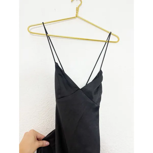 Babyboo Misha Maxi Dress Size Small Black Satin Formal Lace Up Back Wedding - Image 5