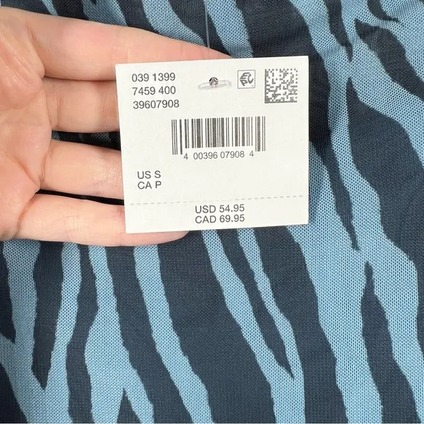 American Eagle NWT Blue‎ Zebra Print Flared Long Sleeve Dress - Image 3