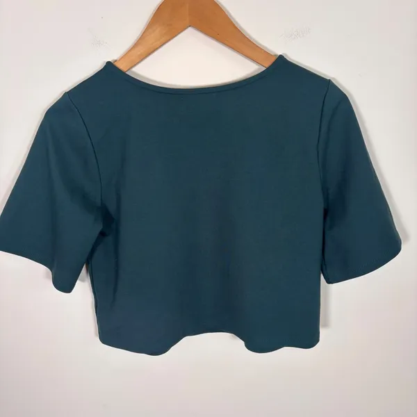 Ripley Rader Green Ponte Knit Short Sleeve Scoop Neck Crop Top Size‎ 2 Smal - Image 2