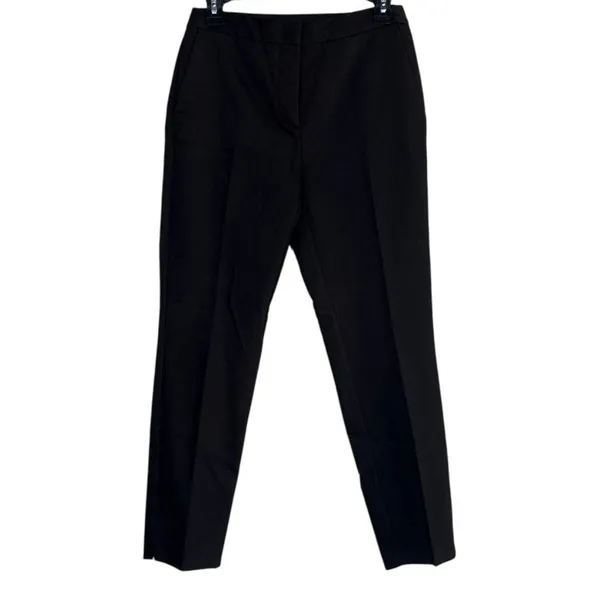 Zara Slim Straight Mid Rise Ankle Cropped Trouser Flat Front Pockets M Black - Image 10