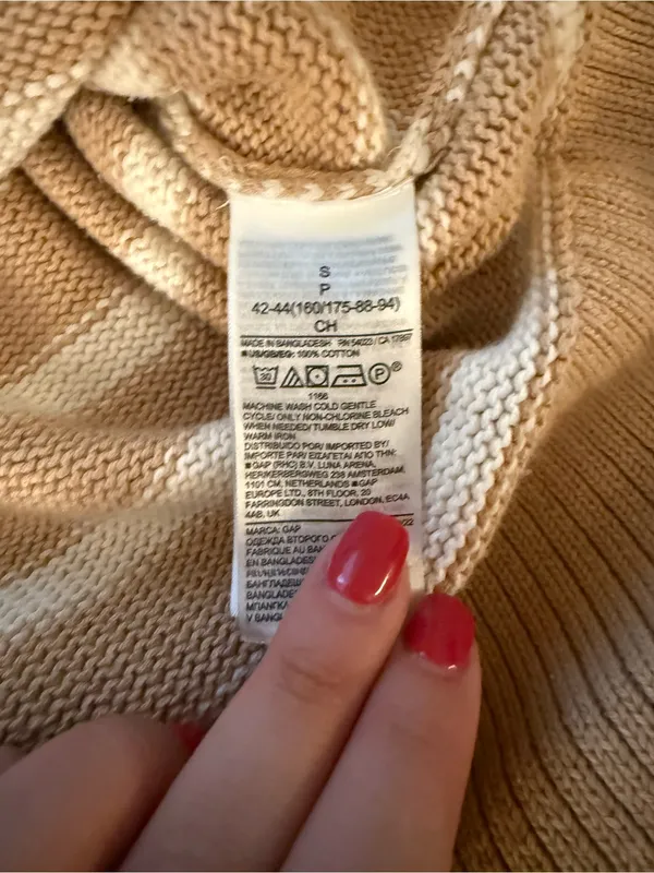 GAP 100% Cotton Striped Camel & Cream Turtleneck Sweater - Image 4