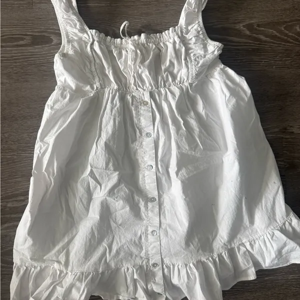 Frankie's Bikinis White Sleeveless Ruffle Mini Dress - Image 3