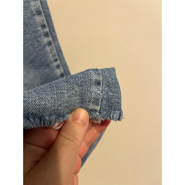Pink Blush Maternity Straight Leg Distressed Jeans Raw Hem Size 28 - Image 4