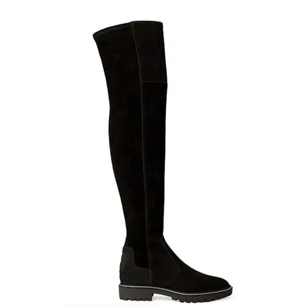 Tory Burch Black Suede Logo Miller Over the Knee Tall Logo Boot Shoes Size 7.5 - Image 2