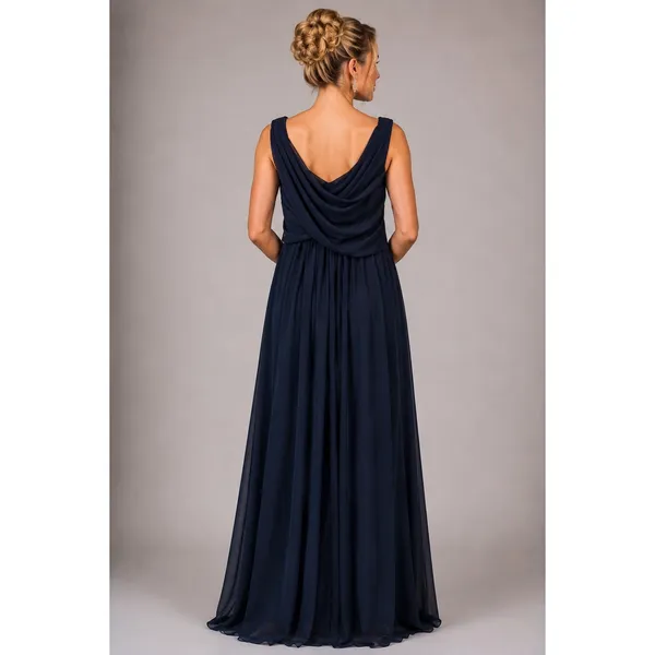 DressSale Navy Blue Chiffon Beaded Formal Evening Gown Estimated 14/16 - Image 2