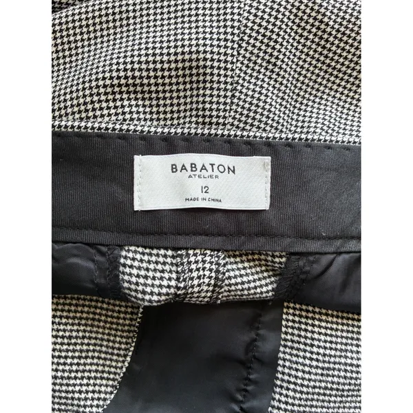 NWT Babaton Atelier Numero Pants Womens 12 Black White Mini Houndstooth Mid Rise - Image 3