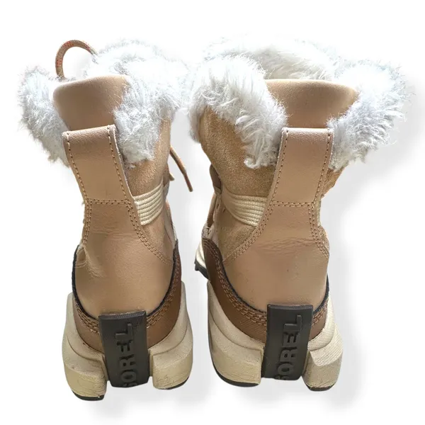 Sorel ONA RMX Glacy Waterproof Suede Canvas Tan Faux Fur Gorpcore Ski Womens 8 - Image 7