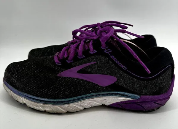 Brooks PureCadence 7 Running Shoe Lace Up Low Reflective Athletic Black Purple 8 - Image 4