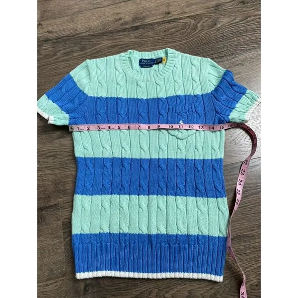 NWOT Womens Polo Ralph Lauren O Stripe Pkt T pima cotton‎ cableknit sweater SZ S - Image 8