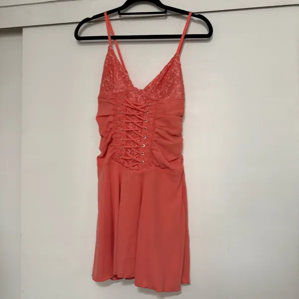 Outcast NEW Lucia Corset Mini Dress Coral - Image 2