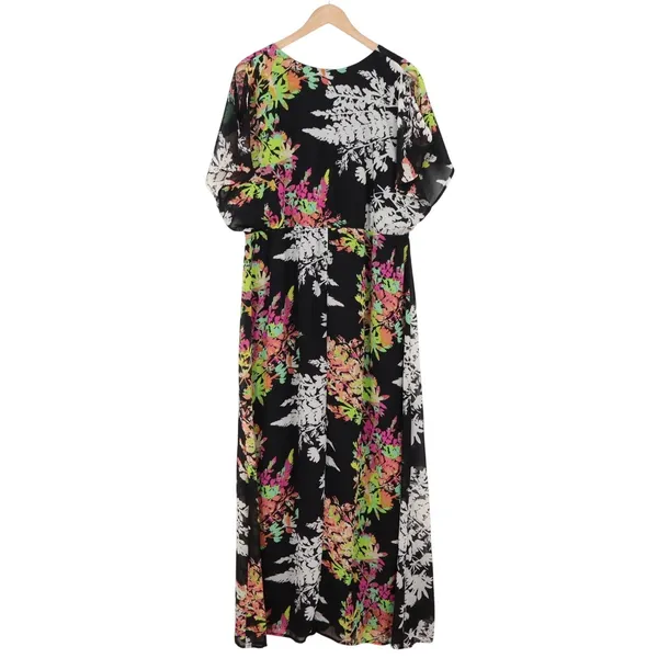 Lane Bryant Maxi Dress Womens 18/20 Floral Faux Wrap Black Chiffon Excellent - Image 4