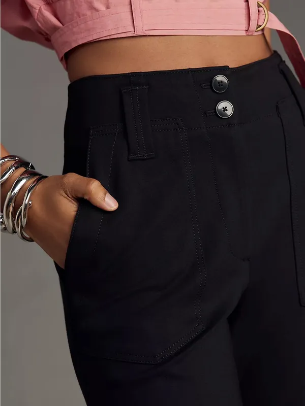 Anthropologie Maeve The Naomi Ponte Wide-Leg Flare Pants in Black Size 28 NWT - Image 2