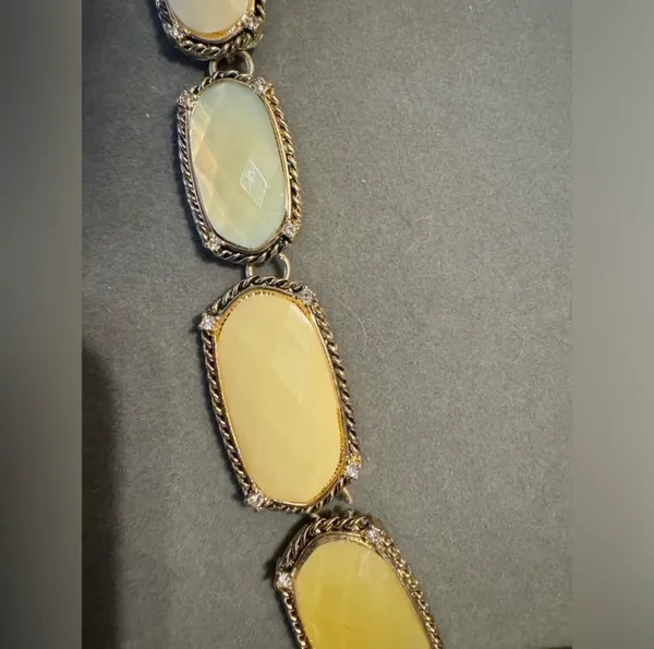 Dana Buchman Gold Tone Yellow Jeweled Rhinestone Necklace - Image 3