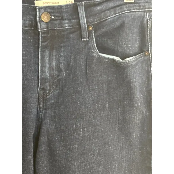 Levi's 505 Straight Jeans Womens 28 Dark Wash Blue Indigo Excellent‎ Denim - Image 2
