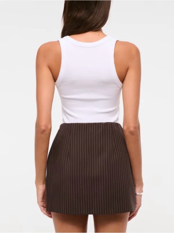 Abercrombie & Fitch Brown Mini Skirt with Pinstripes - Image 2