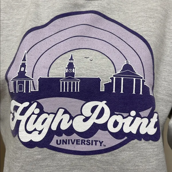 NWOT High Point University Cropped Sweatshirt gray & purple size M - Image 2