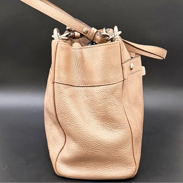 COACH F16531 Penelope Metallic Golden Beige Pebbled Leather Carryall Satchel Bag - Image 2