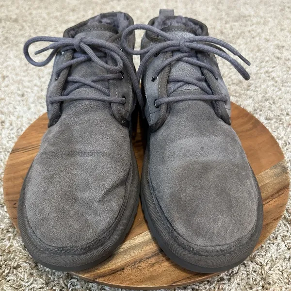 UGG Neumel Charcoal Gray Suede Chukka Ankle Boots Womens Size 10 Lace Up Booties - Image 5