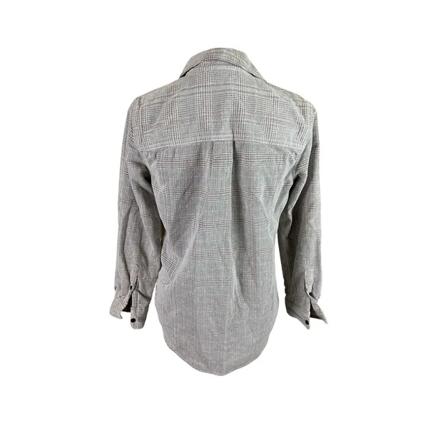 Madewell Lightweight Plaid Button Up Shirt‎ Gray Orange Long Sleeve Small - Image 2