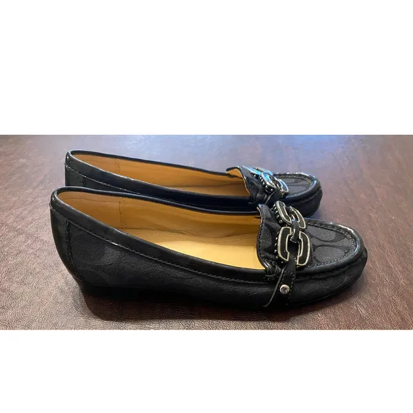Coach Ella Loafers 5B Black Signature C Patent Horse Bit Y2K Quiet Luxury Staple - Image 2