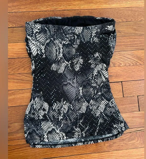 Express Snakeskin Pattern Ruched Strapless Tube Top - Image 2