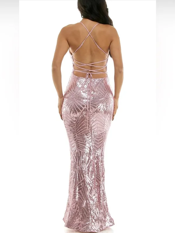 Violet Weekend Blush Pink Sequin Maxi Dress — Size 1/2 — NWT - Image 2
