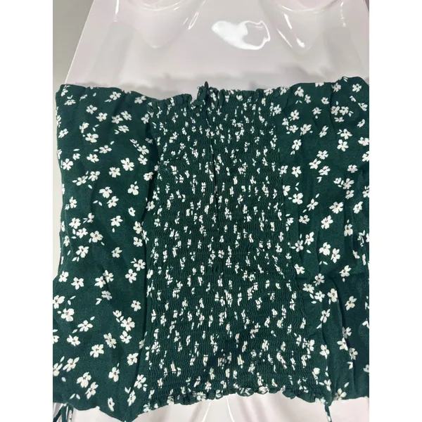 Reformation Green Ditsy Floral Tie Shoulder Smocked Cami Top Women Size 12 Boho - Image 4