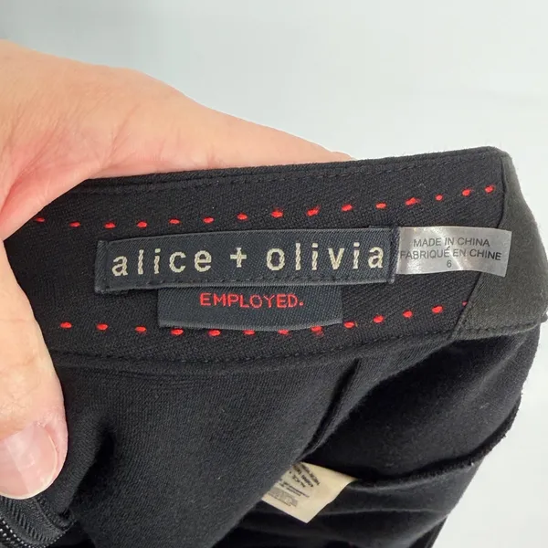 Alice + Olivia Employed Black Peplum‎ Pencil Skirt Size 6 Silk Lining - Image 4