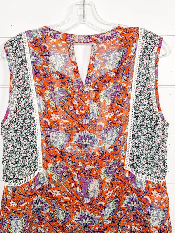 Anthropologie Meadow Rue Floral Colorblock Sleeveless Top, EUC, Medium - Image 9