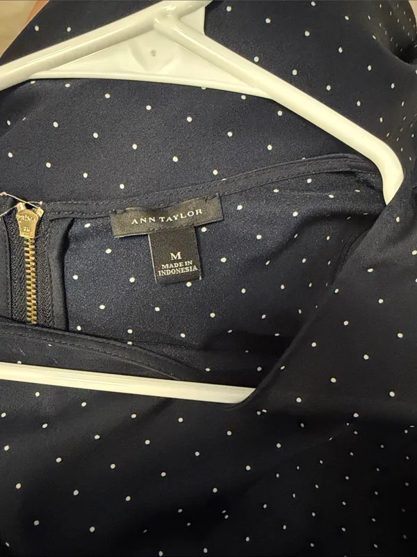Ann Taylor Navy Polka Dot Sleeveless Blouse - Image 3