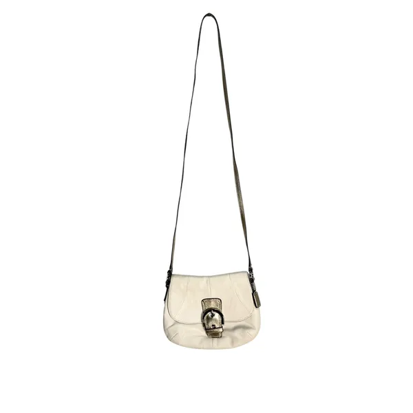 Coach Cream Leather Flap Buckle Crossbody Bag‎ Gold Accents - Image 6