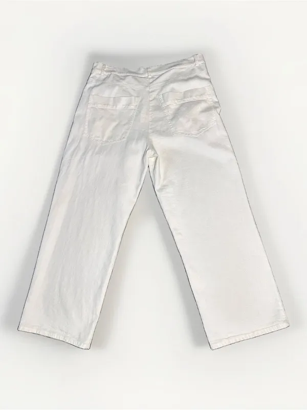 WJ Martin Roberta White Wide Leg Denim Pants Cotton Linen Blend NWT Sz 46 US 10 - Image 3